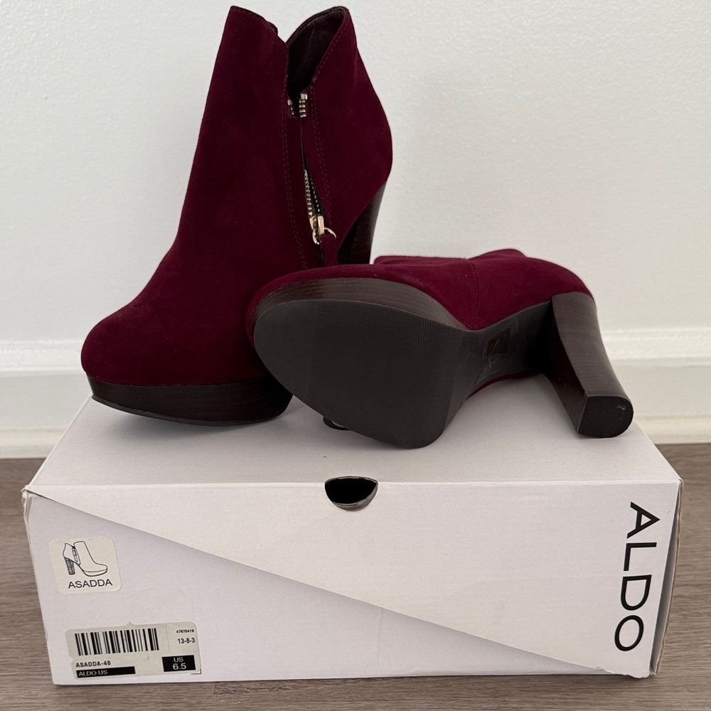 Aldo Burgundy Ankle Booties